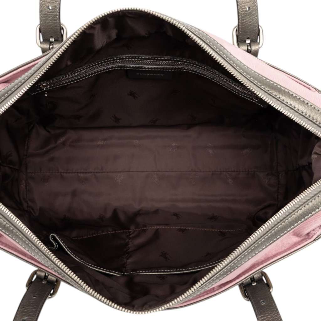 Burberry Nova Check and Leather Trimmed Canvas Tote Pink Very good condition - Model View