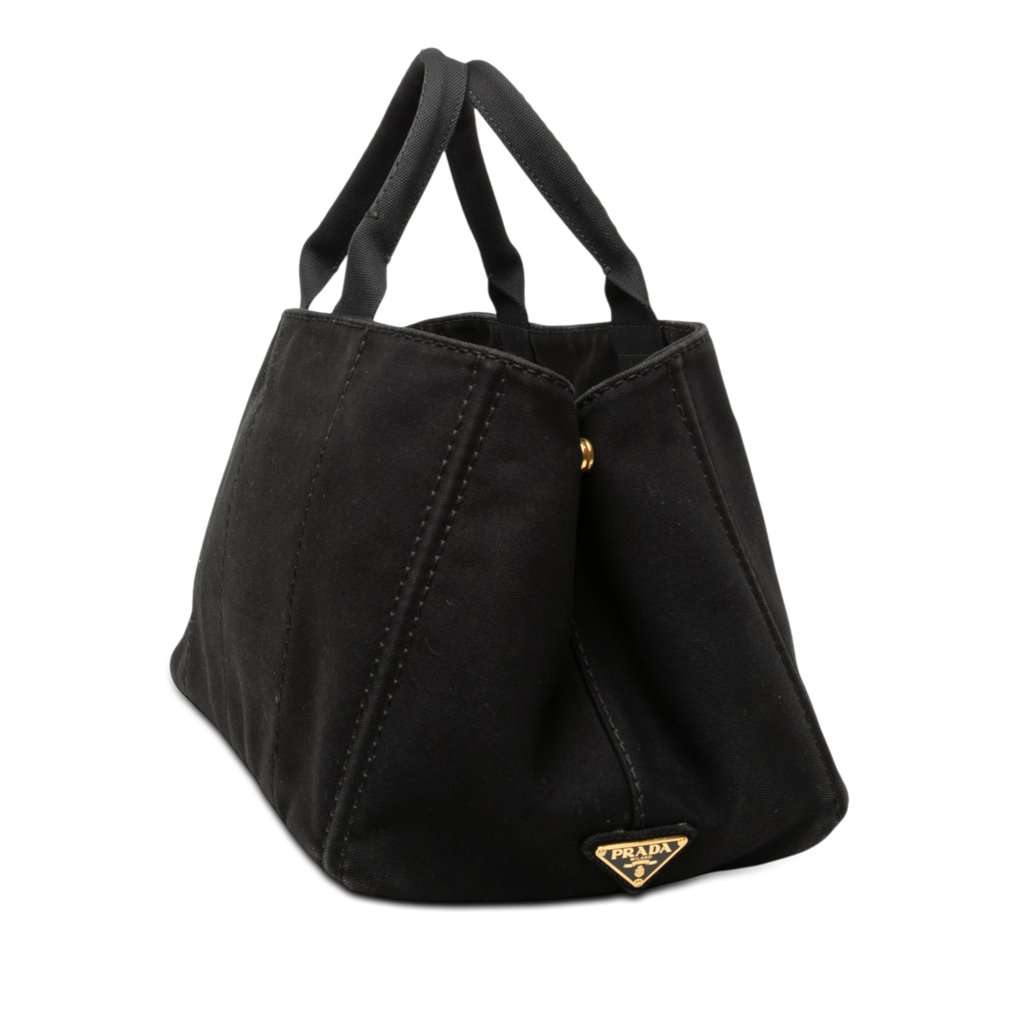 Prada Large Canvas Canapa Logo Satchel Black Very good condition - Back View