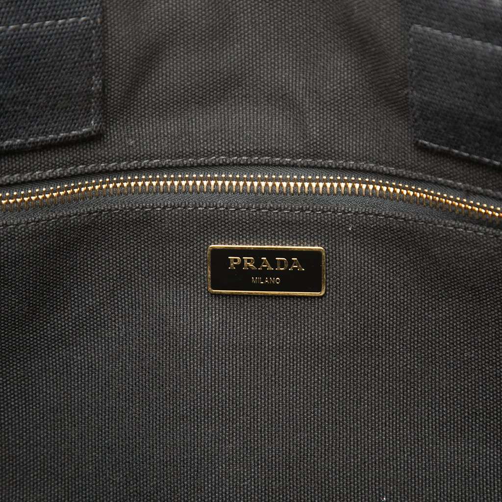 Prada Large Canvas Canapa Logo Satchel Black Very good condition - Box View