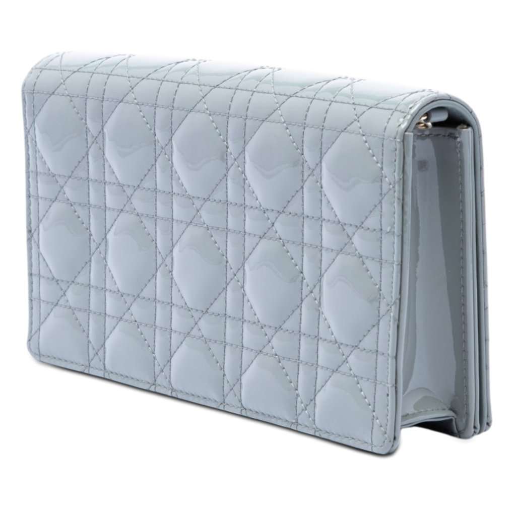 Dior Patent Cannage Lady Dior Pouch with Chain MultiColor Leather Very good - Back View