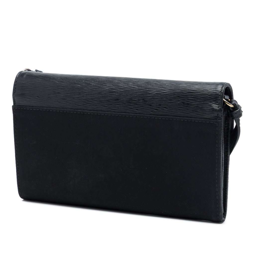 Prada Vitello Move and Tessuto Wallet On Strap Black Very good - Back View