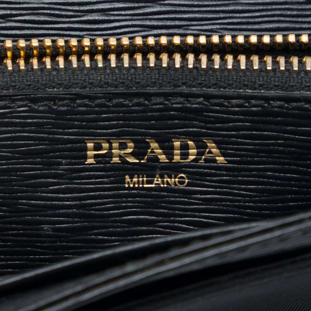 Prada Vitello Move and Tessuto Wallet On Strap Black Very good - Box View