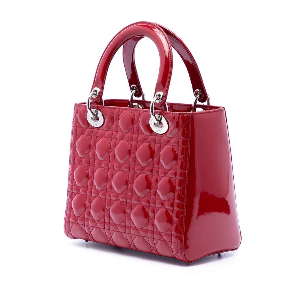 Dior Medium Patent Cannage Lady Dior Red Leather Very good condition - Back View