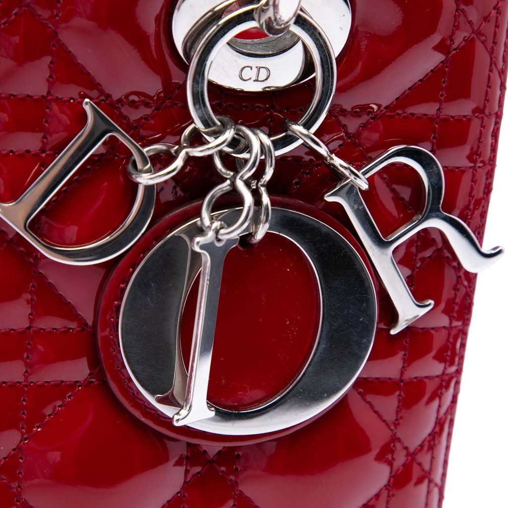 Dior Medium Patent Cannage Lady Dior Red Leather Very good condition - Box View