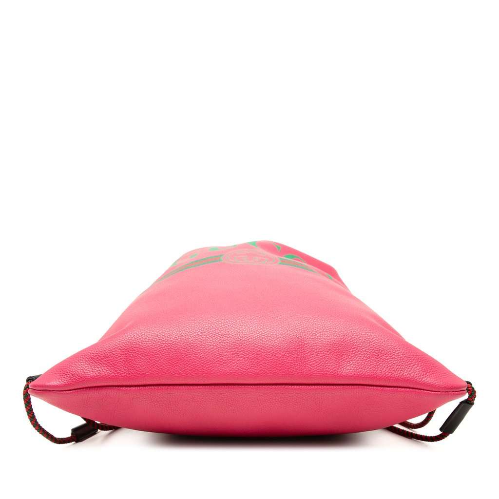 Gucci Leather Logo Drawstring Backpack Pink Leather Very good - Inside View