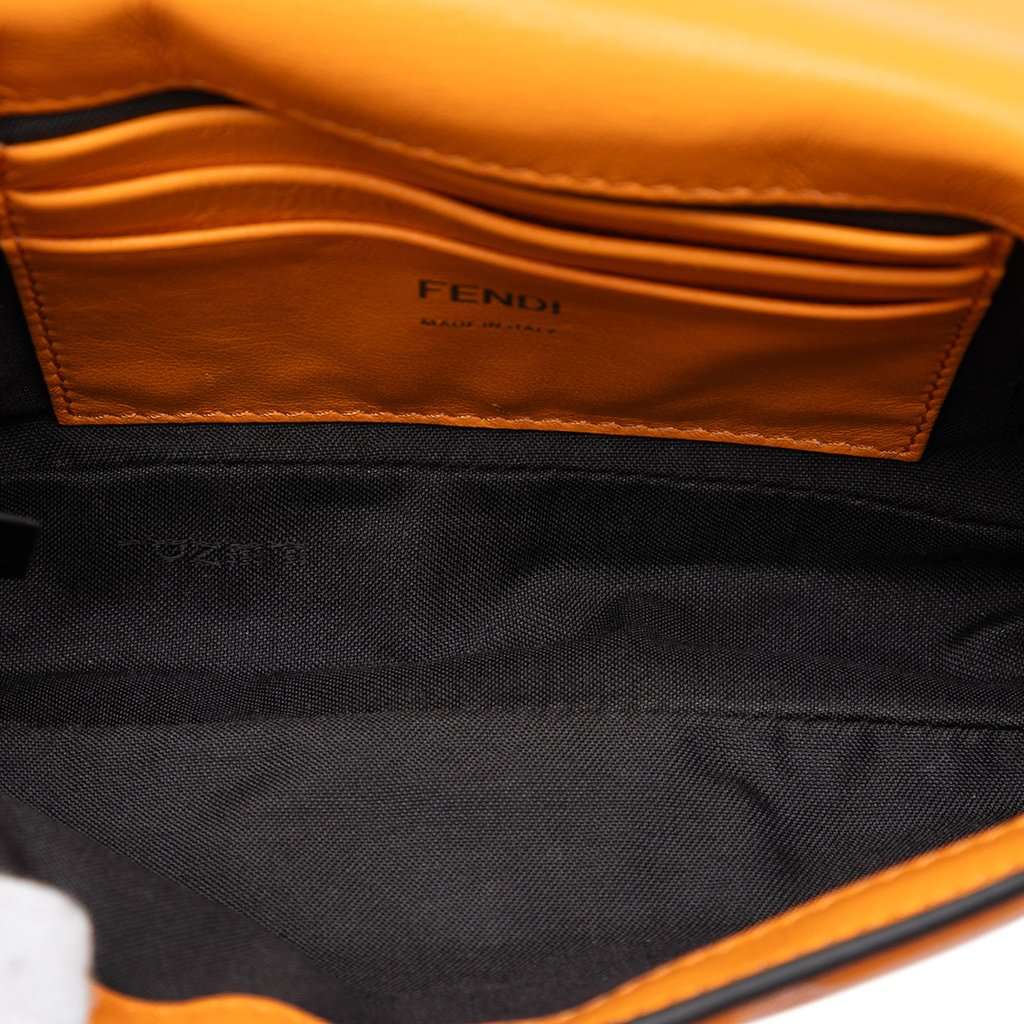 Fendi Mini Zucca Embossed Leather Baguette Satchel Orange Leather Very good condition - Model View