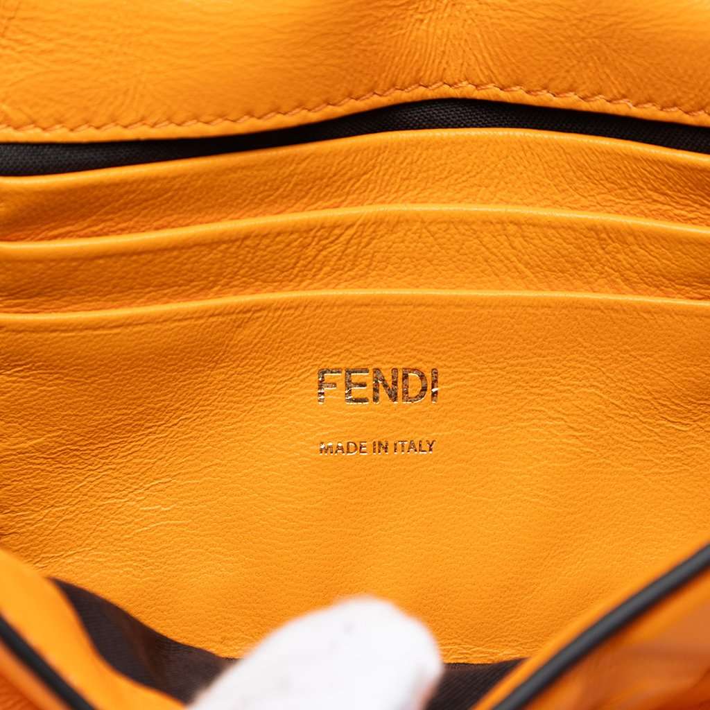 Fendi Mini Zucca Embossed Leather Baguette Satchel Orange Leather Very good condition - Box View