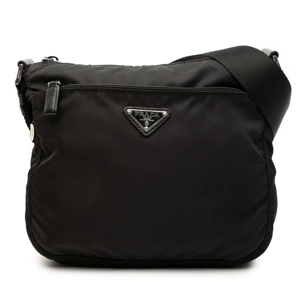 Prada Tessuto Zip Top Crossbody Black Very good condition - Front View