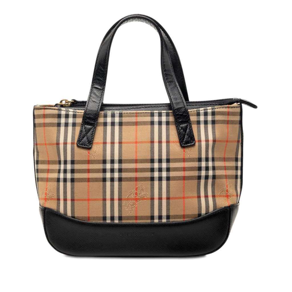 Burberry Haymarket Check Canvas Handbag Beige Very good condition - Front View