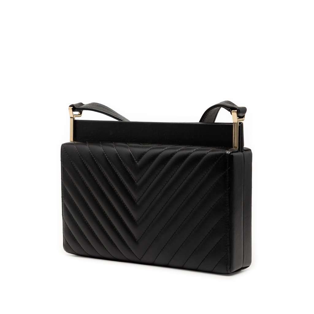 Chanel Chevron Lambskin Reissue 2.55 Frame Crossbody Black Leather Very good condition - Back View