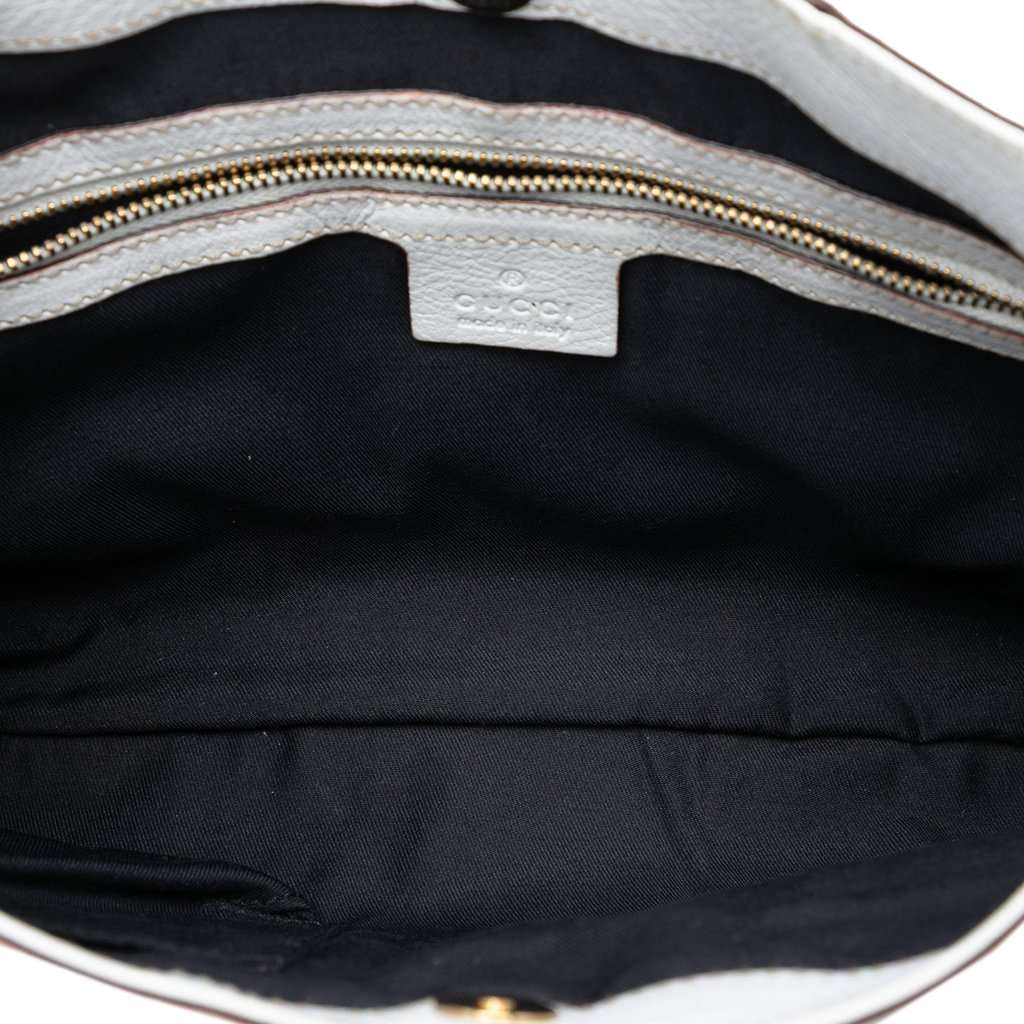 Gucci Calfskin Web Capri Ranch Kid Shoulder Bag White Leather Very good condition - Model View