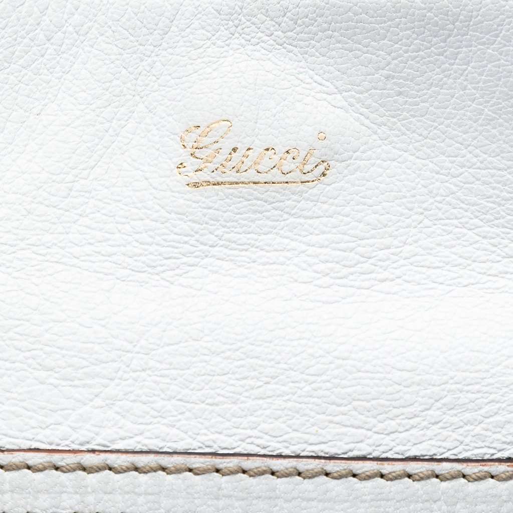 Gucci Calfskin Web Capri Ranch Kid Shoulder Bag White Leather Very good condition - Box View