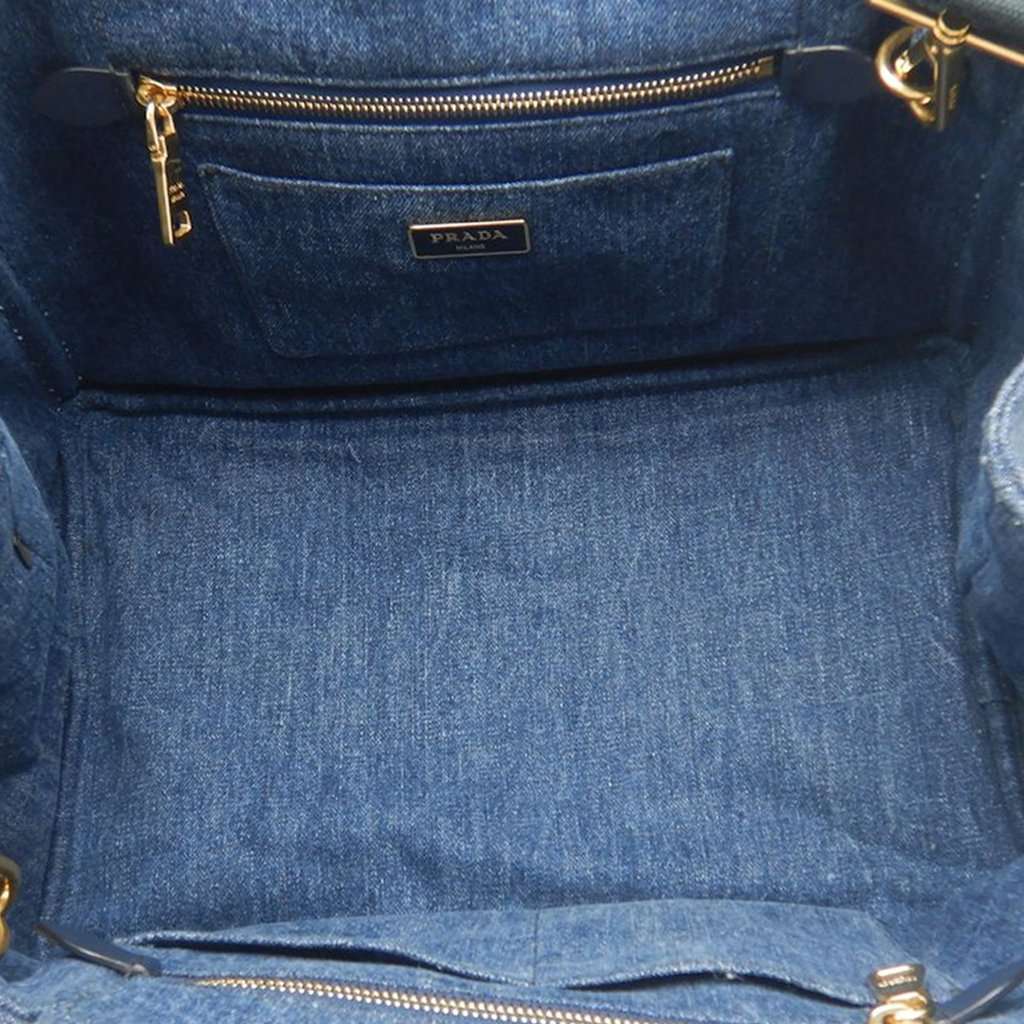 Prada Denim Canapa Logo Satchel Blue Very good condition - Model View