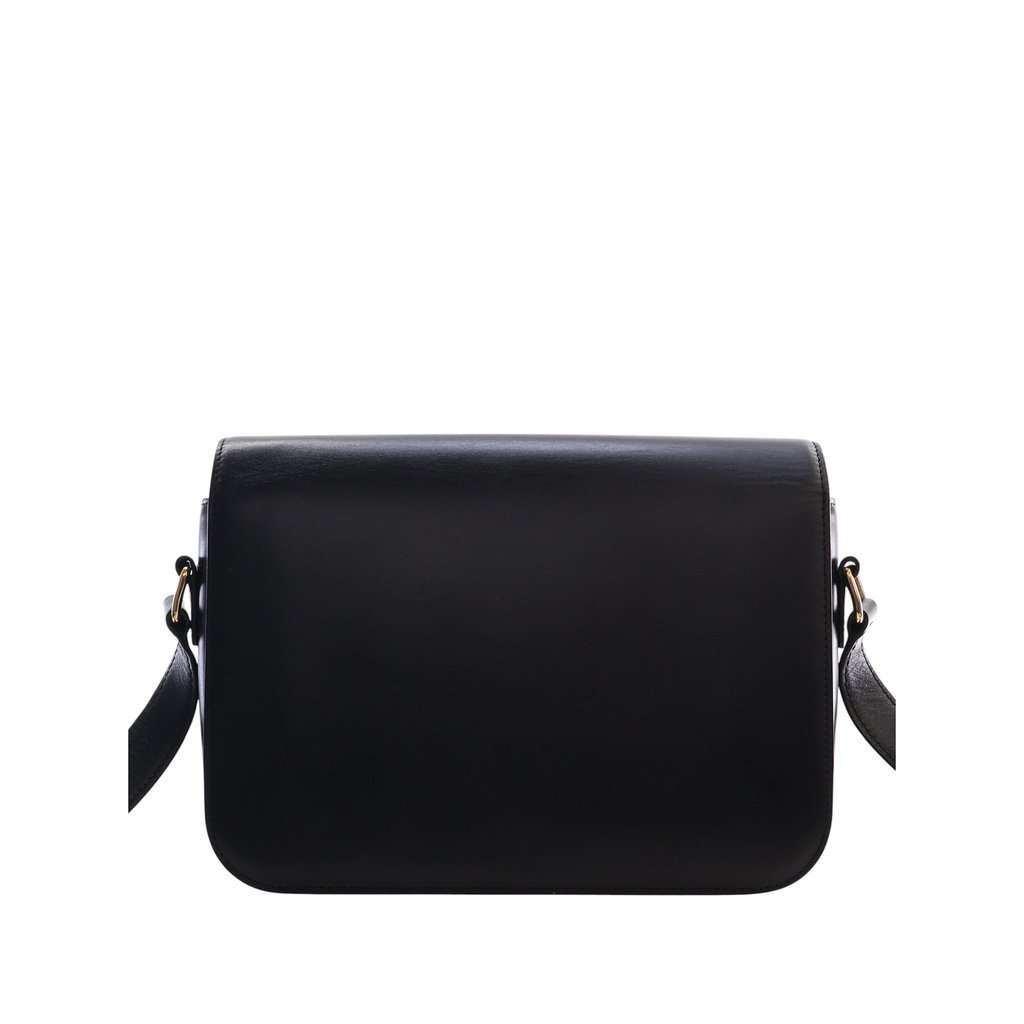Celine Classique Shiny Calfskin Triomphe Crossbody Black Leather Very good - Back View