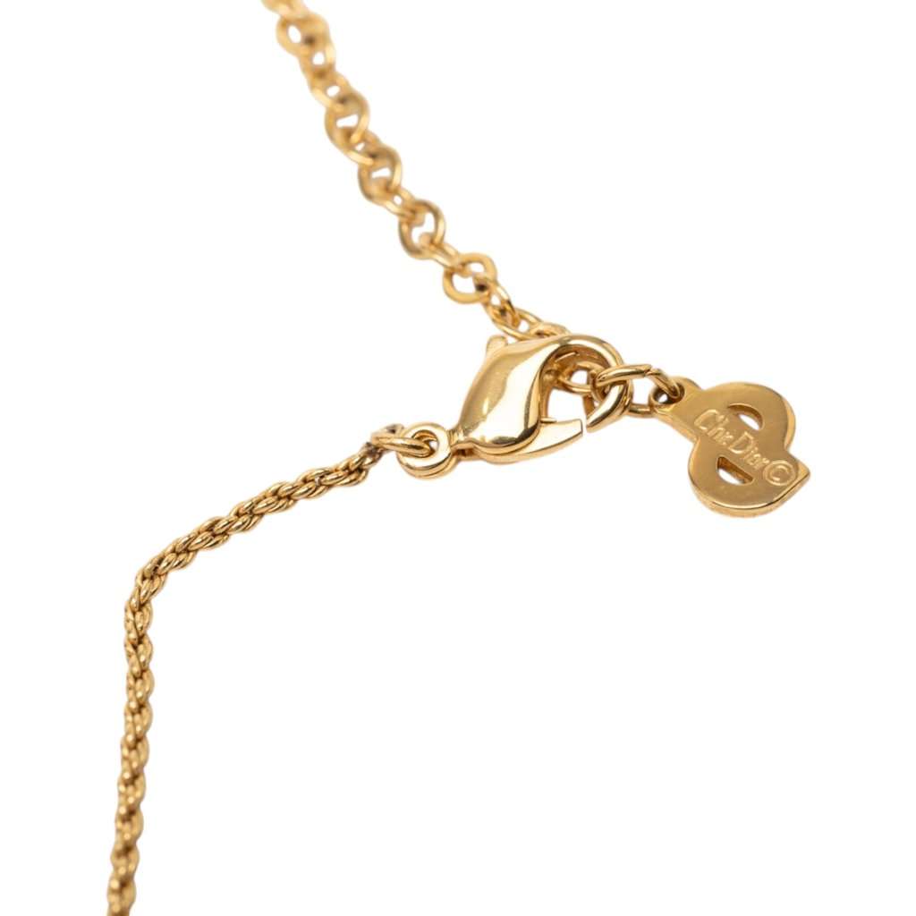Dior Gold Plated Logo Pendant Necklace Gold Metal Very good condition - Box View