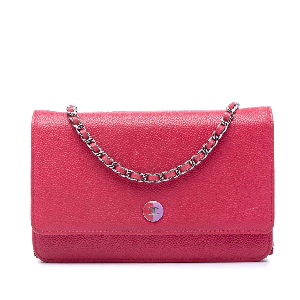 Chanel Caviar Bicolor CC Wallet On Chain Pink Leather Very good condition - Front View