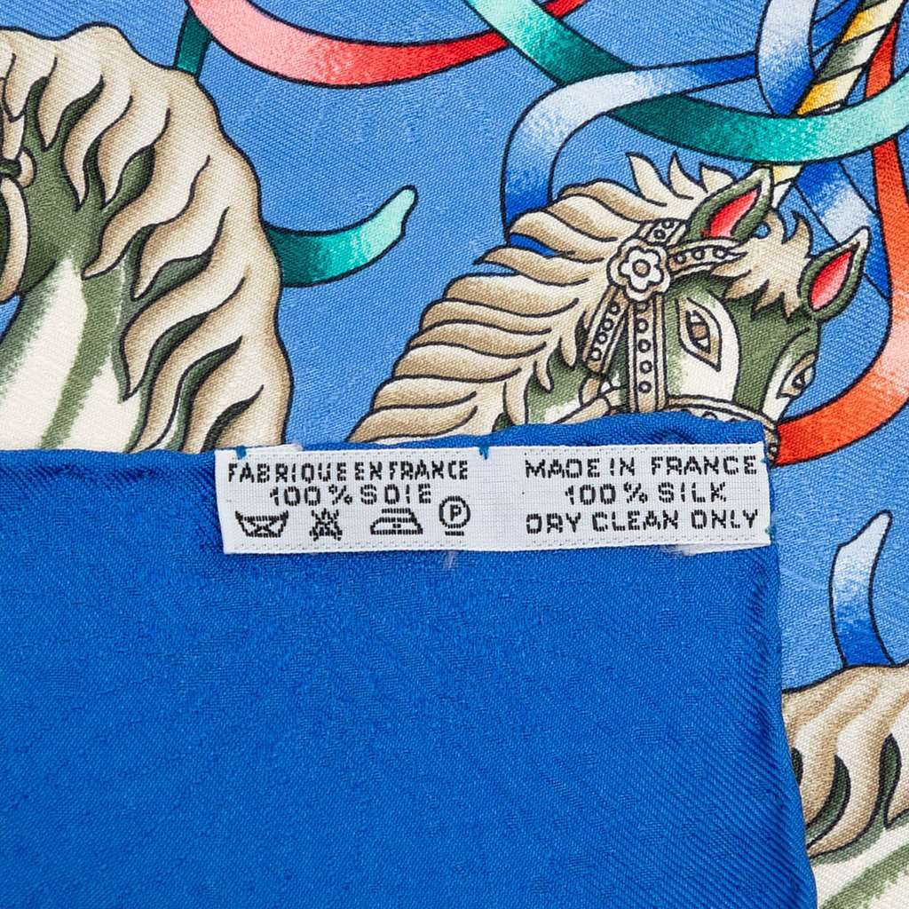 Hermès Luna Park Silk Scarf 90 Blue Very good - Inside View