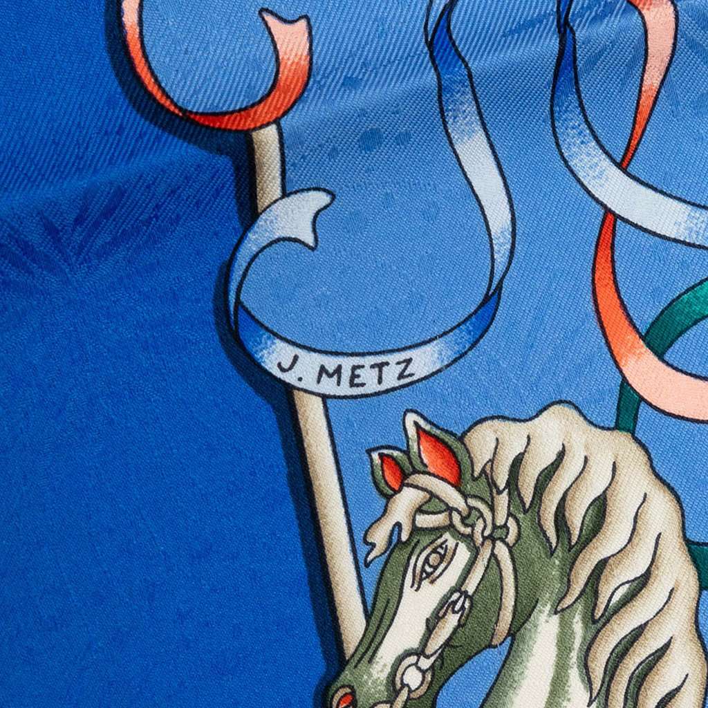 Hermès Luna Park Silk Scarf 90 Blue Very good - Model View