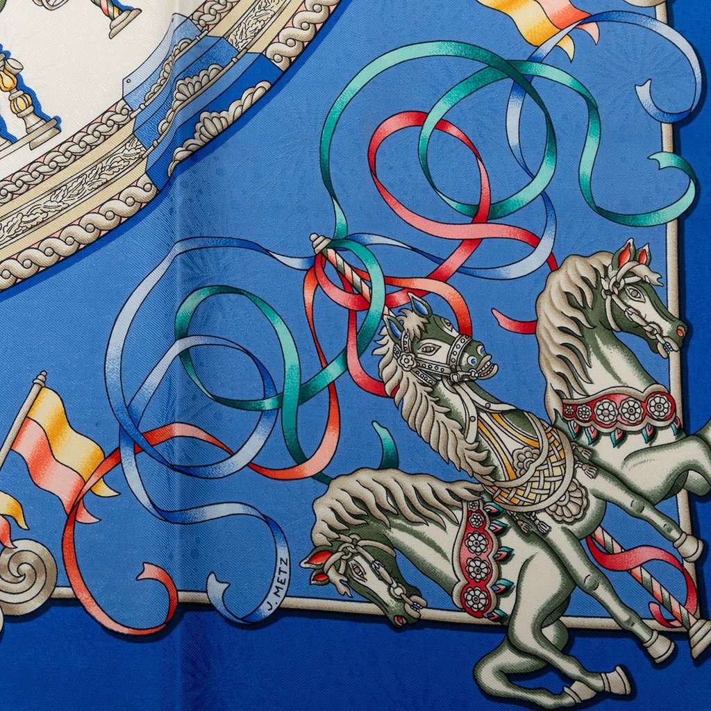 Hermès Luna Park Silk Scarf 90 Blue Very good - Box View