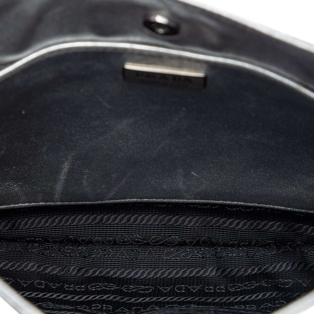 Prada Spazzolato Leather Cleo Shoulder Bag Silver Leather Very good condition - Model View