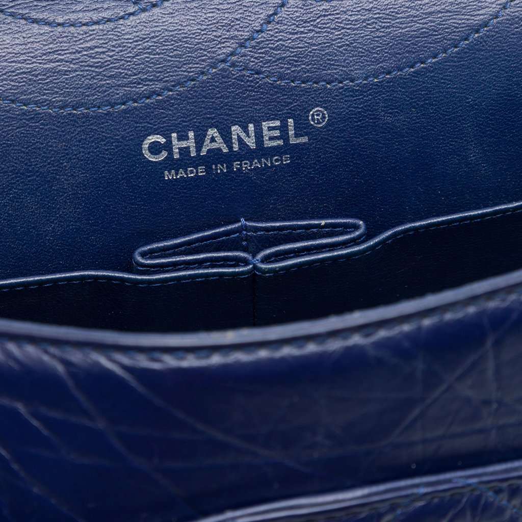 Chanel Quilted Aged Calfskin Reissue 2.55 Double Flap 227 Blue Leather Very good condition - Box View