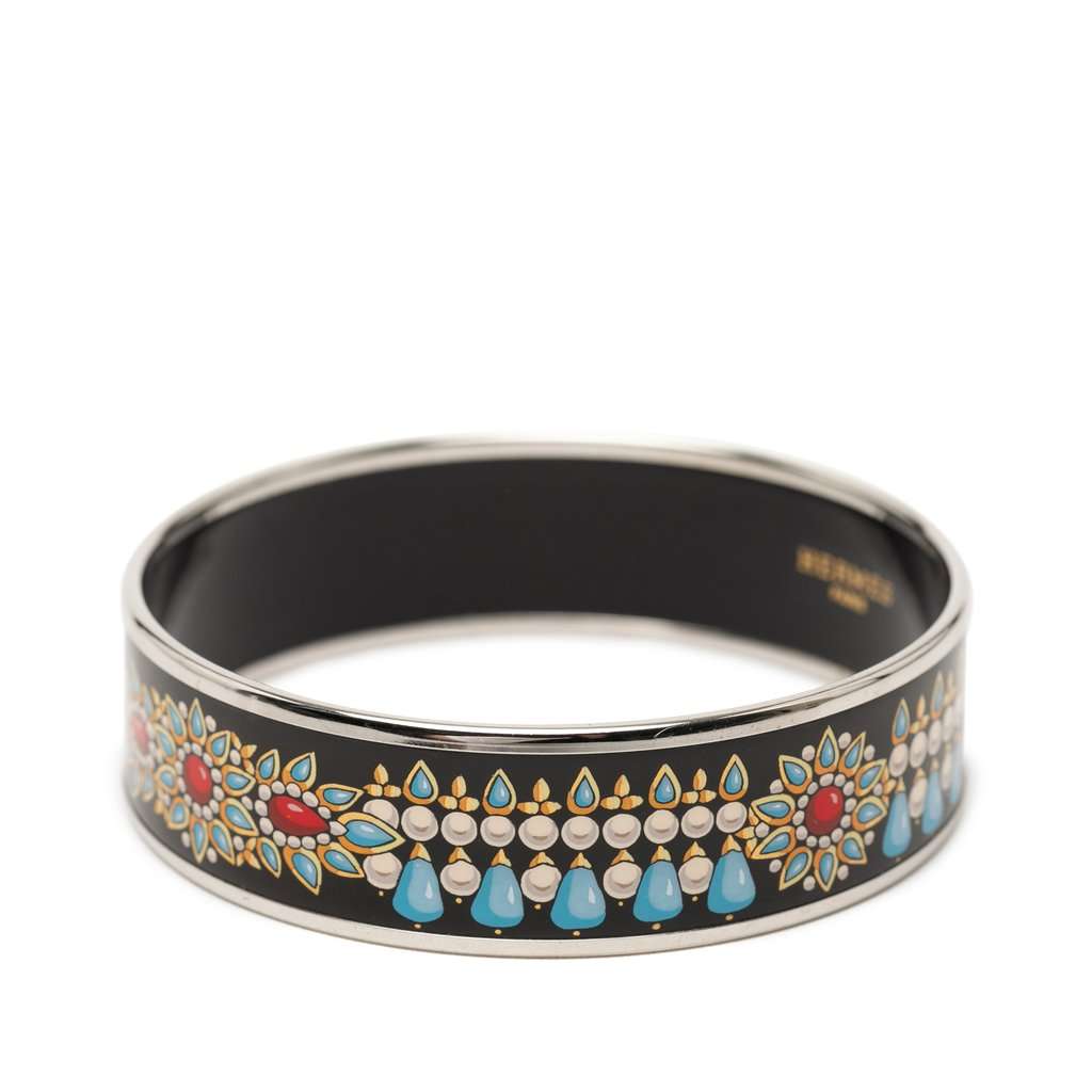 Hermès Wide Printed Enamel Bangle 70 Black Very good condition - Back View