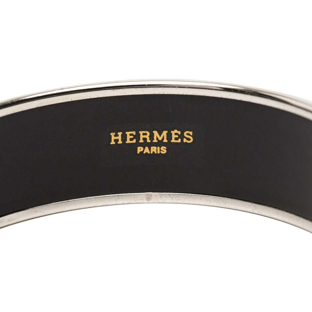 Hermès Wide Printed Enamel Bangle 70 Black Very good condition - Model View