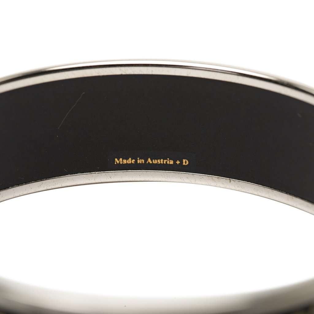 Hermès Wide Printed Enamel Bangle 70 Black Very good condition - Box View