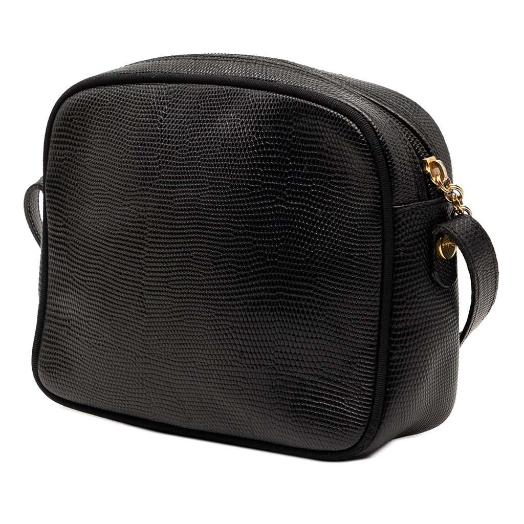 Salvatore Ferragamo Lizard Embossed Leather Vara Crossbody Black Leather Very good condition - Back View