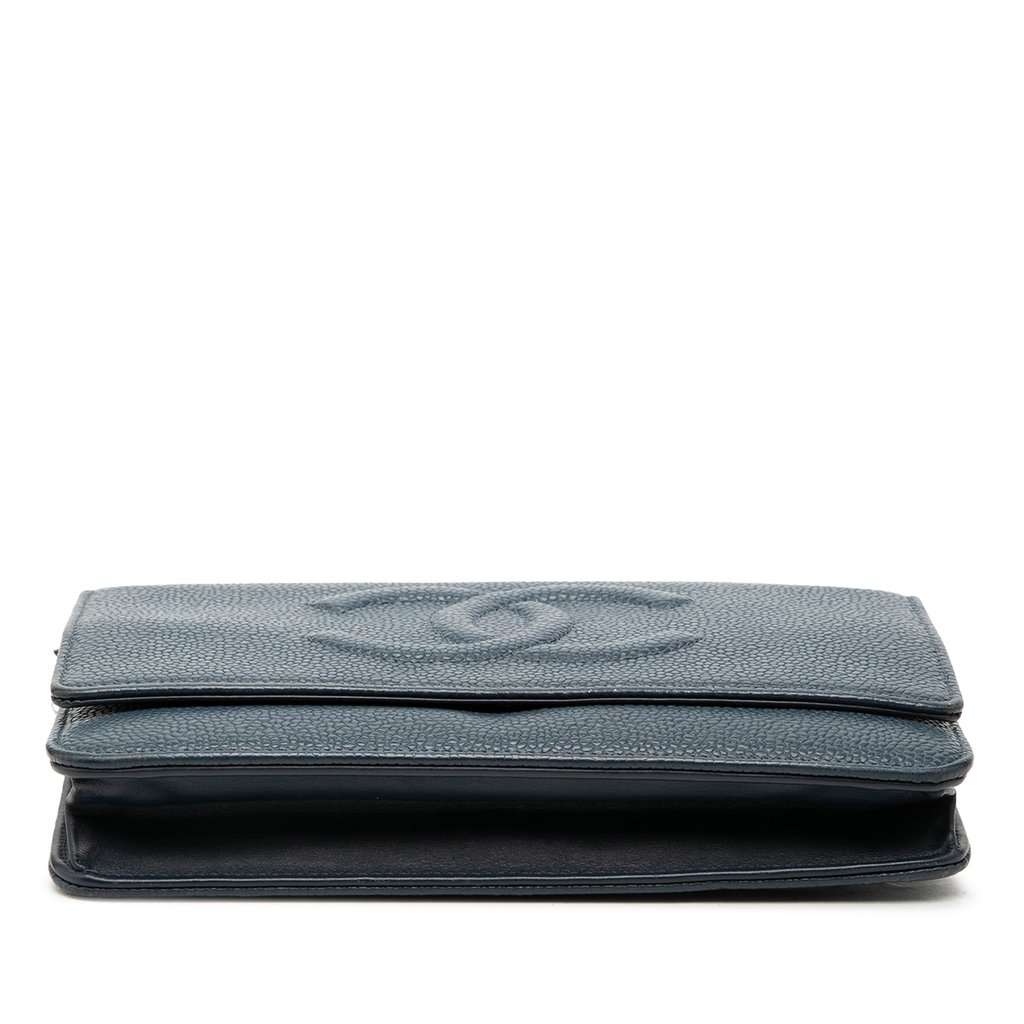 Chanel CC Caviar Wallet On Chain Blue Leather Very good condition - Inside View