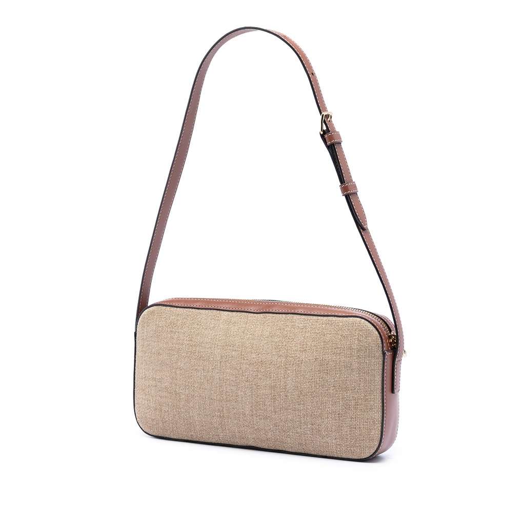 Celine Canvas and Calfskin Cuir Triomphe Camera Shoulder Bag Beige Leather Very good condition - Back View
