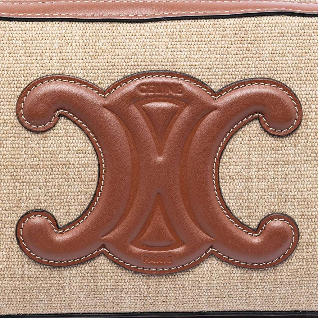 Celine Canvas and Calfskin Cuir Triomphe Camera Shoulder Bag Beige Leather Very good condition - Box View