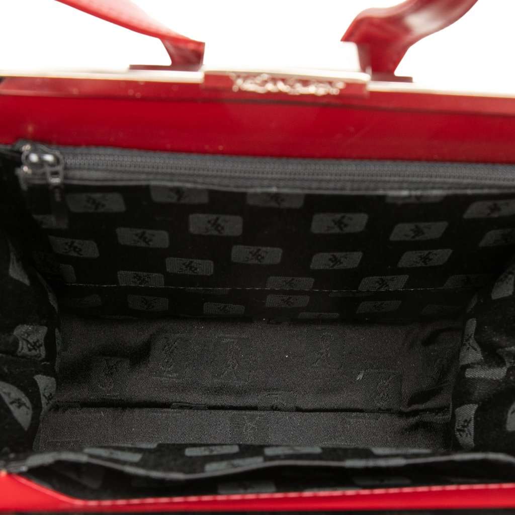 Saint Laurent Leather Frame Backpack Red Leather Very good - Model View