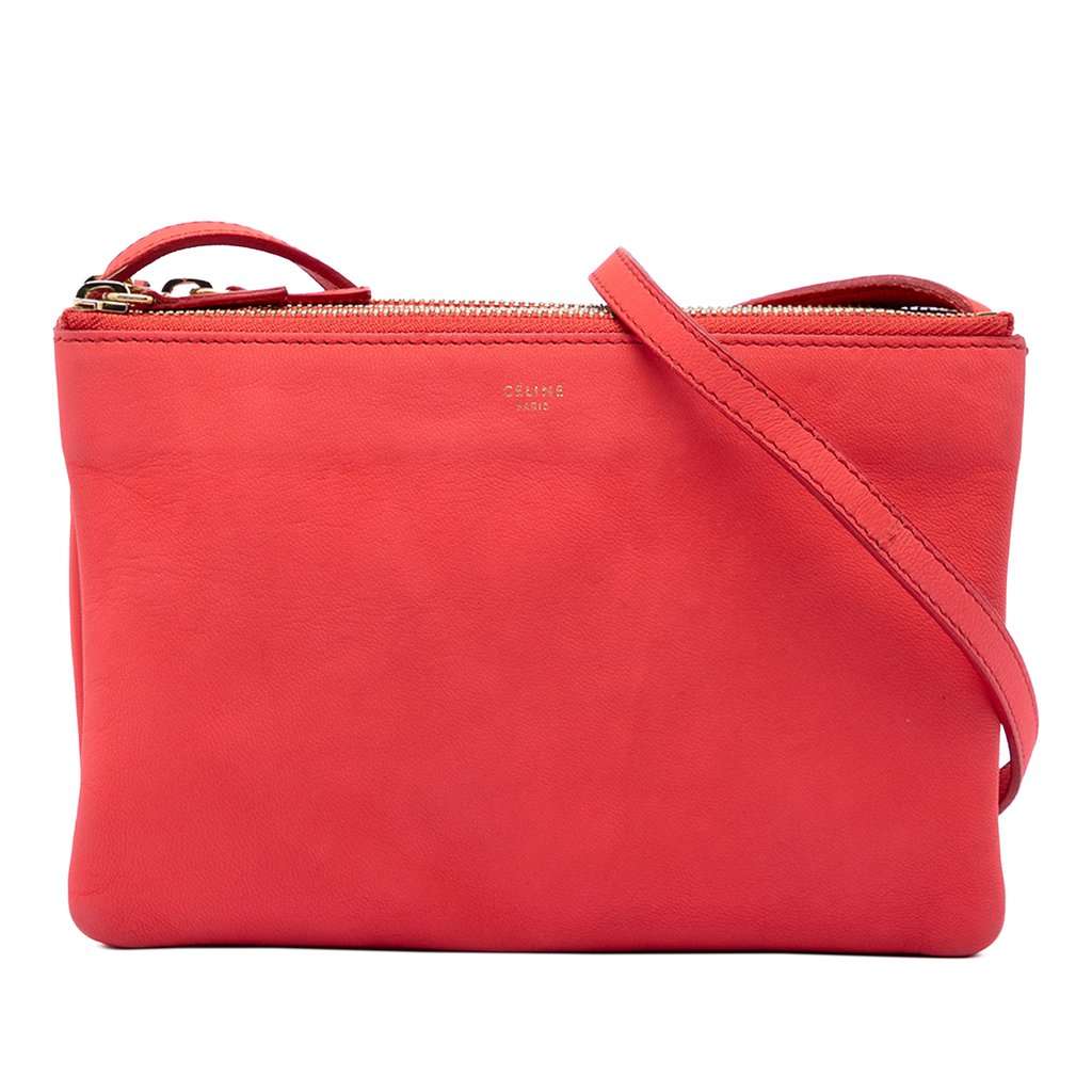 Celine Small Lambskin Trio Crossbody Pink Leather Very good condition - Front View