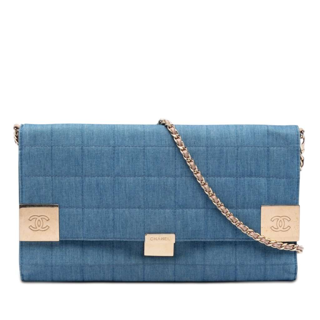 Chanel CC Chocolate Bar Denim Flap Blue Very good condition - Front View