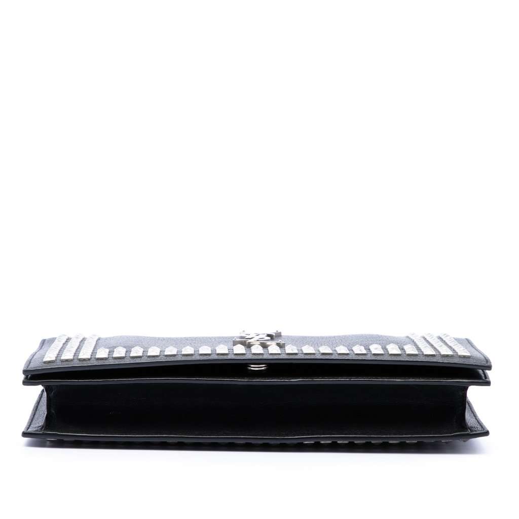 Saint Laurent Studded Leather Monogram Clutch Black Leather Very good - Inside View
