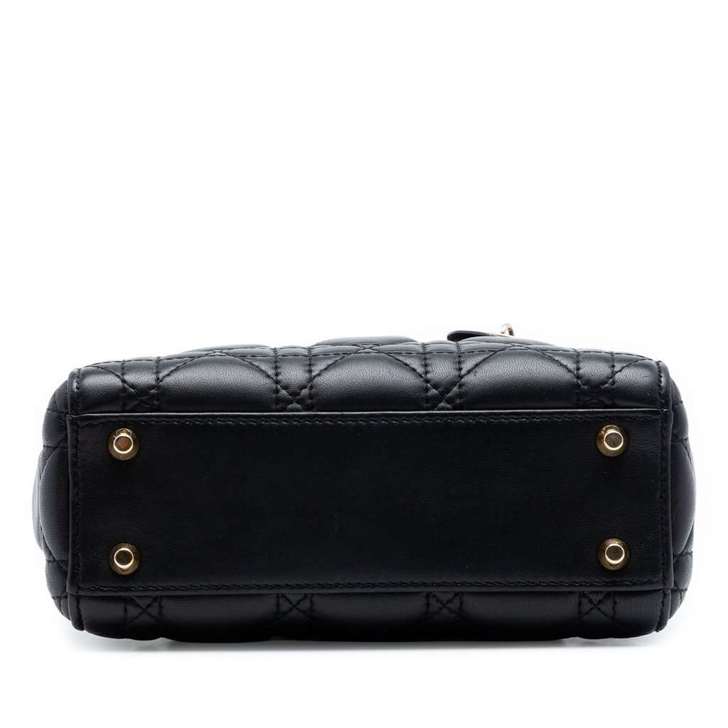 Dior Mini Lambskin Cannage Lady Dior Black Leather Very good condition - Inside View