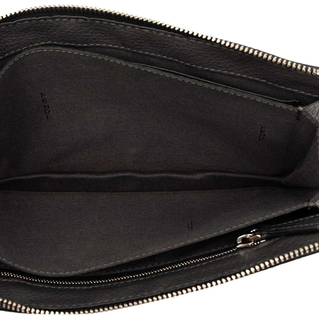 Fendi Grained Leather Roma Selleria Zip Clutch Black Leather Very good - Model View