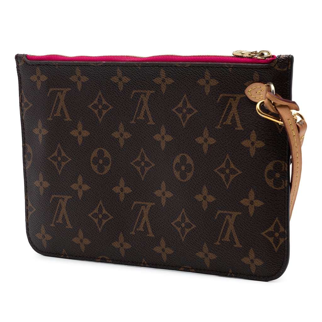 Louis Vuitton Monogram Neverfull MM Pouch Brown Very good condition - Back View
