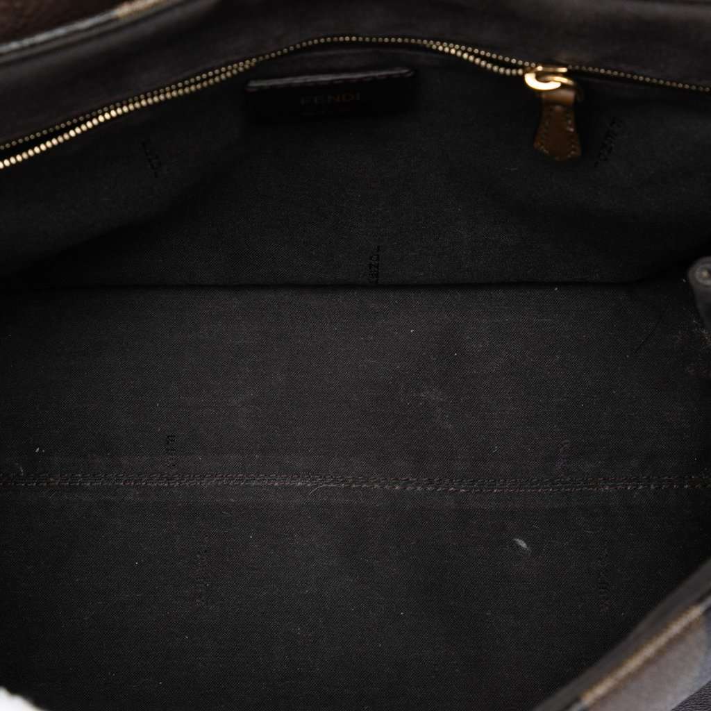 Fendi Pequin Coated Canvas and Leather Silvana Satchel Brown Very good condition - Model View