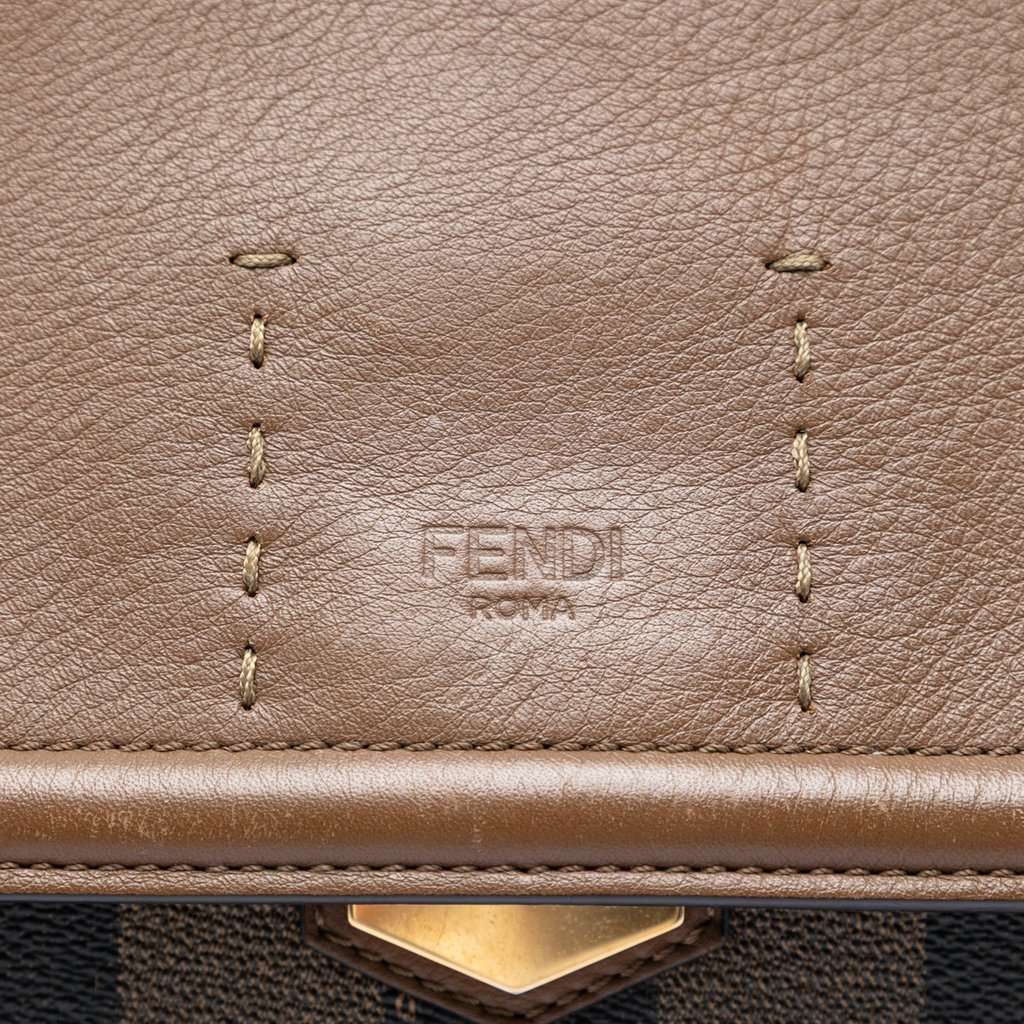 Fendi Pequin Coated Canvas and Leather Silvana Satchel Brown Very good condition - Box View