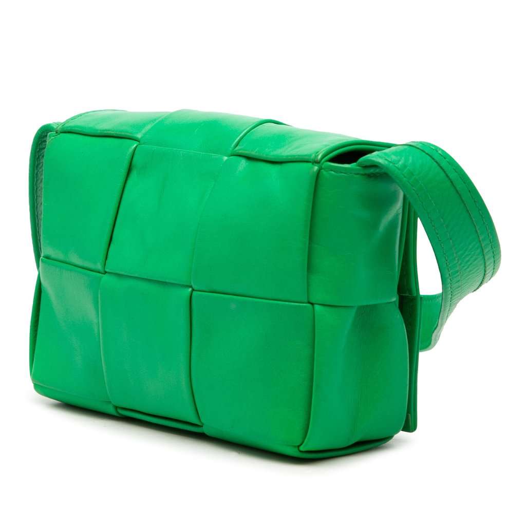 Bottega Veneta Candy Nappa Intrecciato Cassette Crossbody Green Leather Very good - Back View