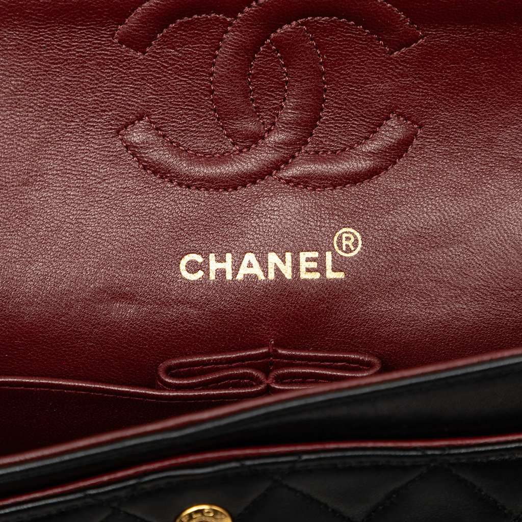 Chanel Small Classic Lambskin Double Flap Black Leather Very good - Box View