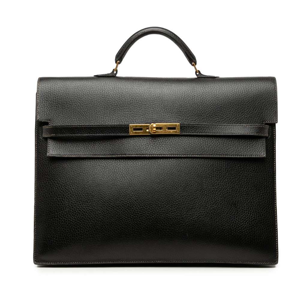 Hermès Ardennes Kelly Depeches 38 Black Leather Very good condition - Front View