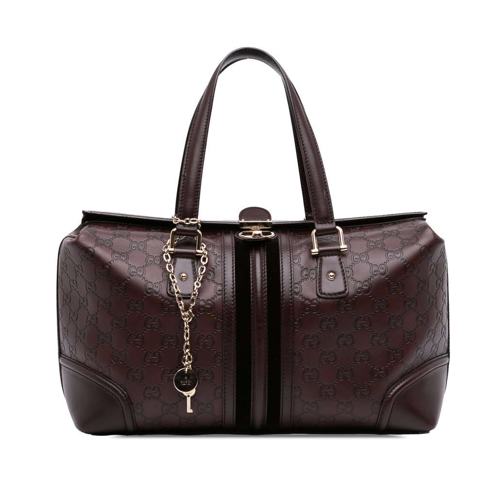 Gucci Guccissima Treasure Boston Bag Brown Leather Very good condition - Front View