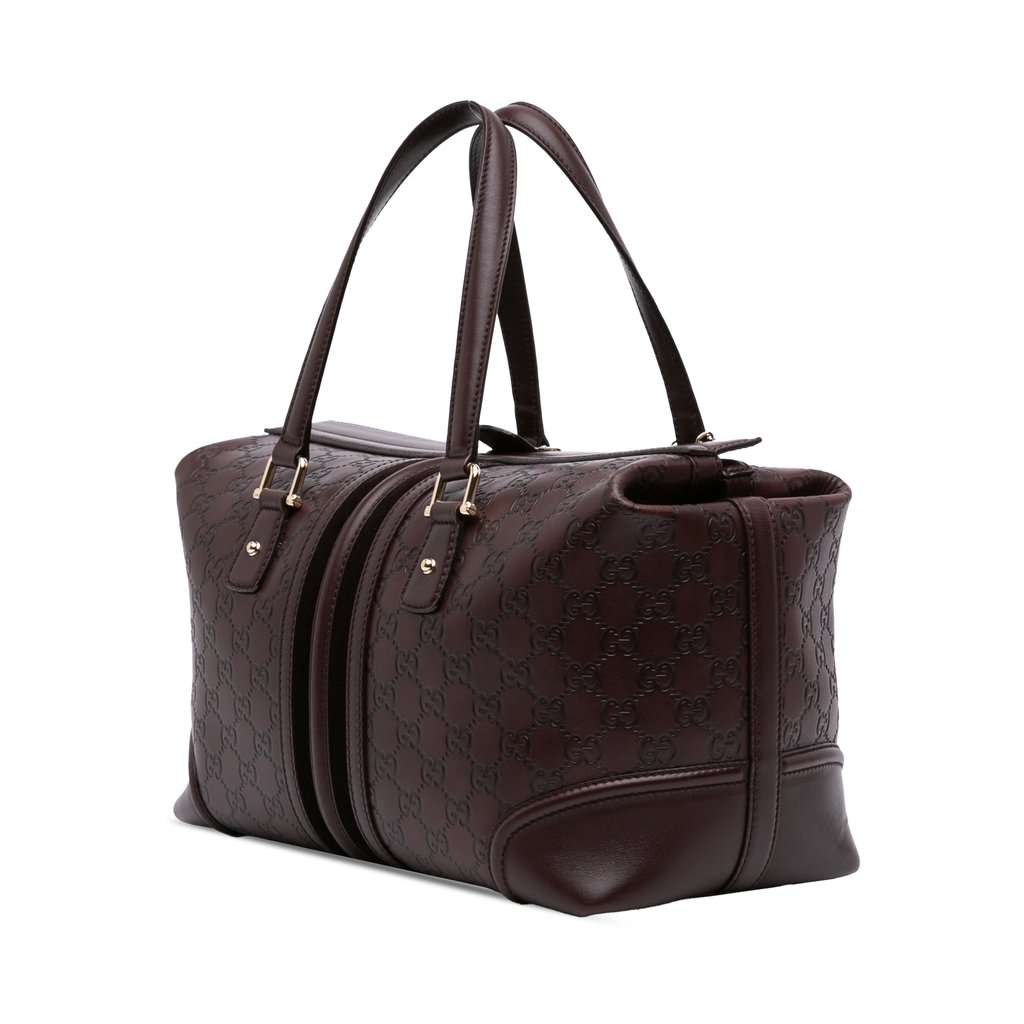 Gucci Guccissima Treasure Boston Bag Brown Leather Very good condition - Back View