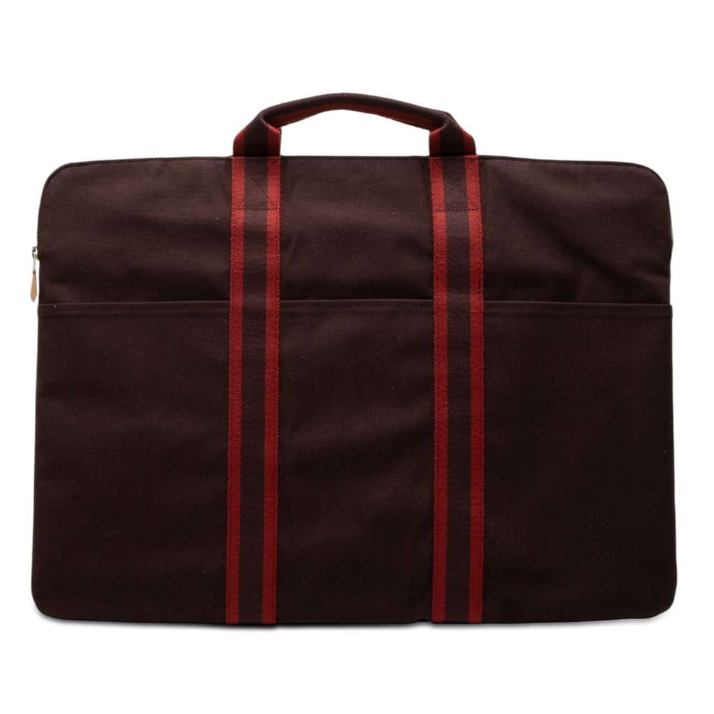 Hermès Toile Fourre Tout Porte Documents Red Very good - Front View