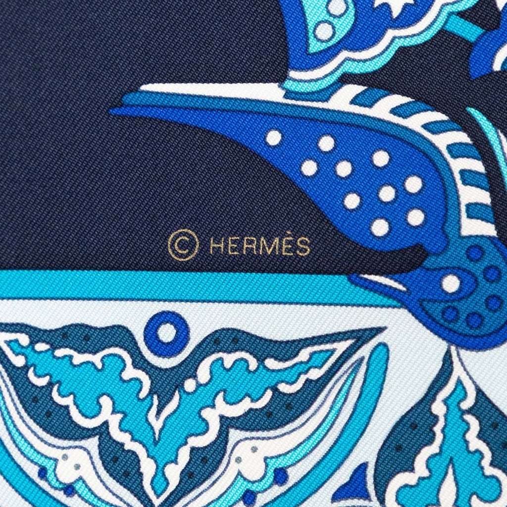 Hermès Ciels Byzantins Silk Scarf Blue Very good - Model View