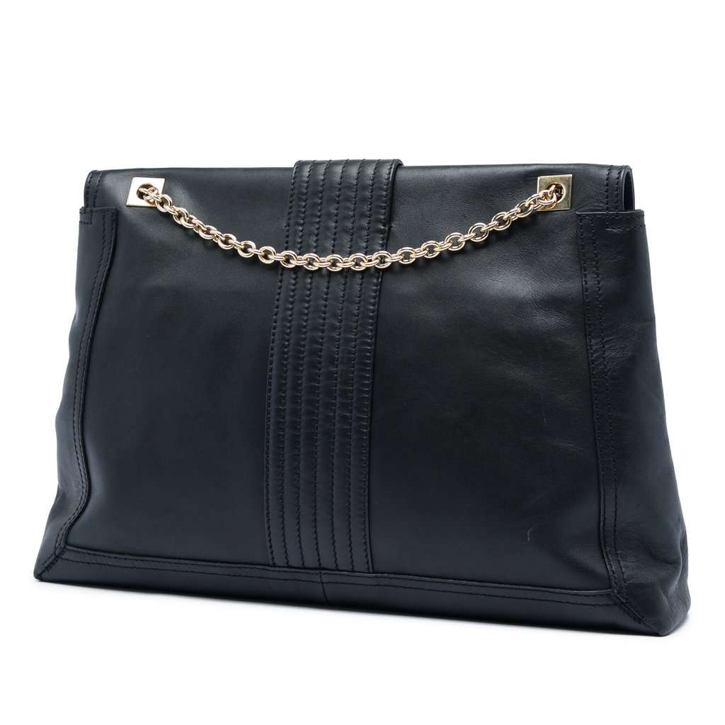 Fendi Leather Maxi Baguette Flap Bag Black Leather Very good - Back View