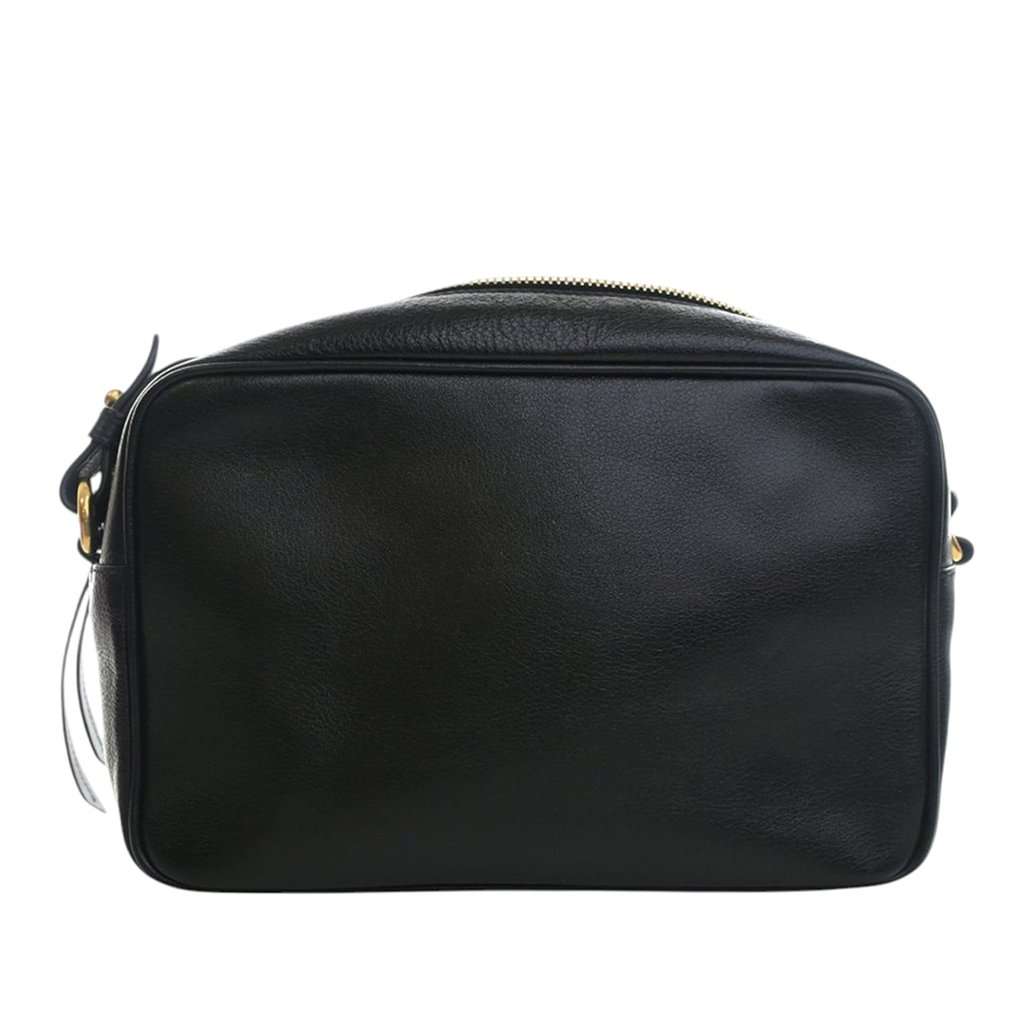 Prada Small Embossed Calfskin Canapa Logo Camera Bag Black Leather Very good condition - Model View